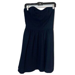 Badgley Mischka Womens Strapless Cocktail Mini Dress Navy Blue Sz 8 Lined Formal